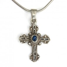 colier religios. vechi pandant filigranat cu anturaj de safir faux. argint. Spania